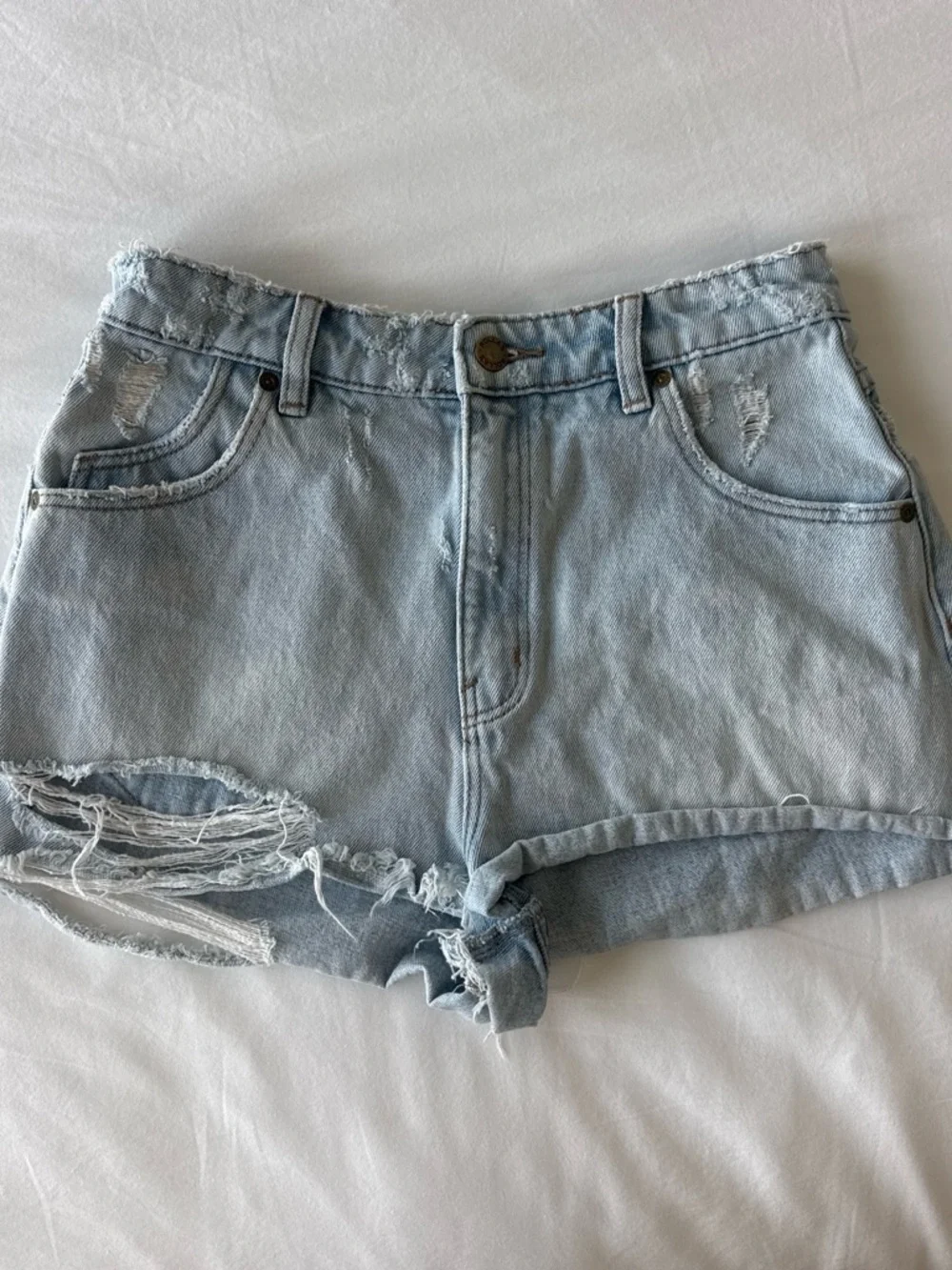 ROLLA'S Light Blue Distressed Denim Shorts